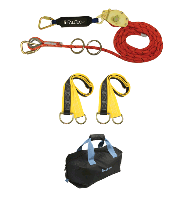 FallTech 2 Person Kernmantle Rope Horizontal Lifeline Kit with Energy Absorber from Columbia Safety